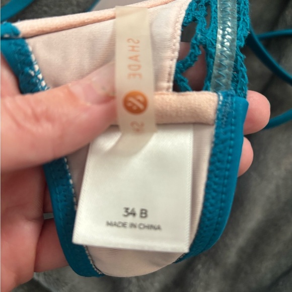 Vibrant Blue Textured Bikini Top with Halter Tie - Picture 3 of 3